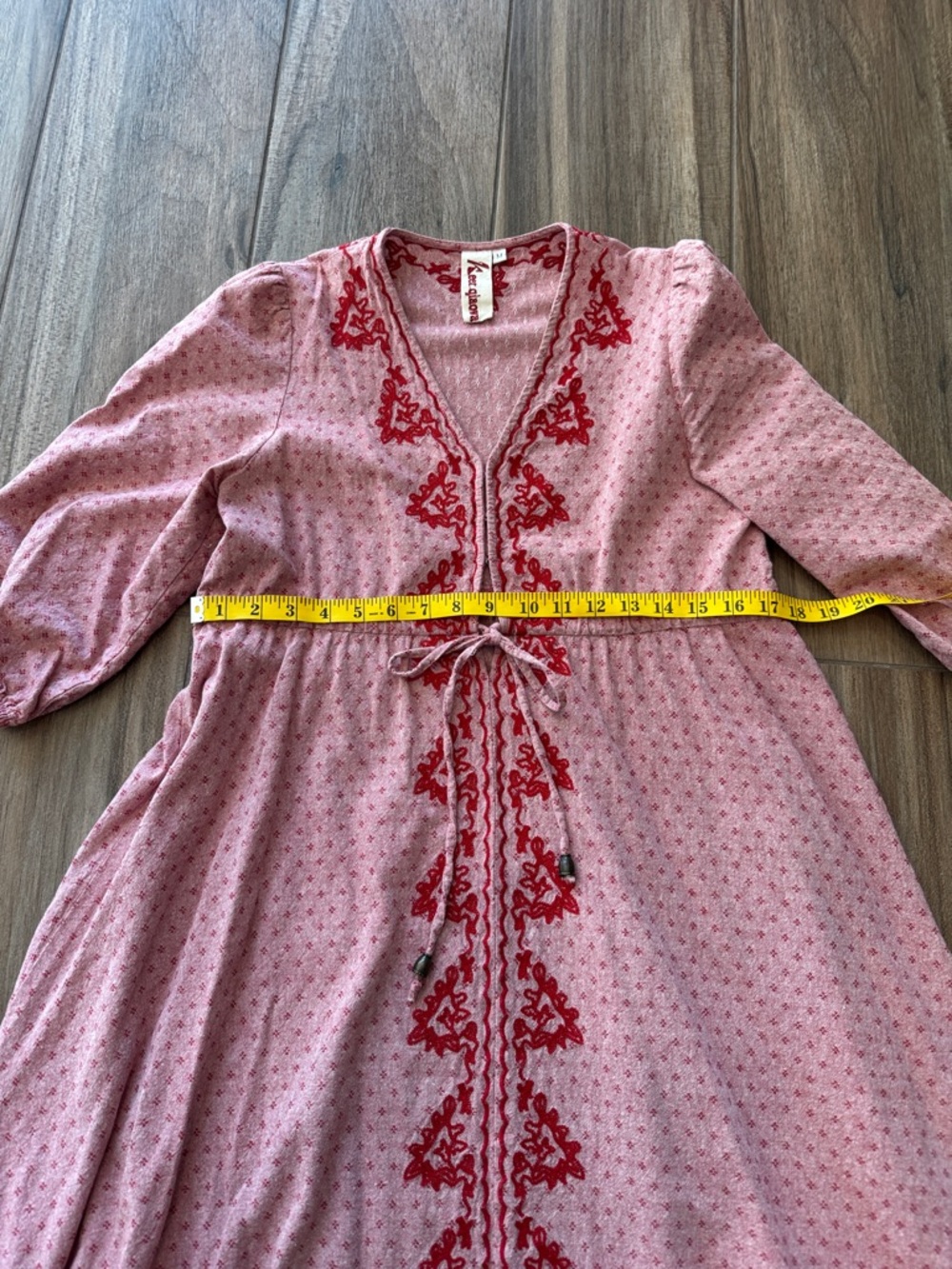 Prairie Dress Pink Embroidered Maxi Dress with Red Trim. Costume. Women’s Medium - Picture 8 of 10